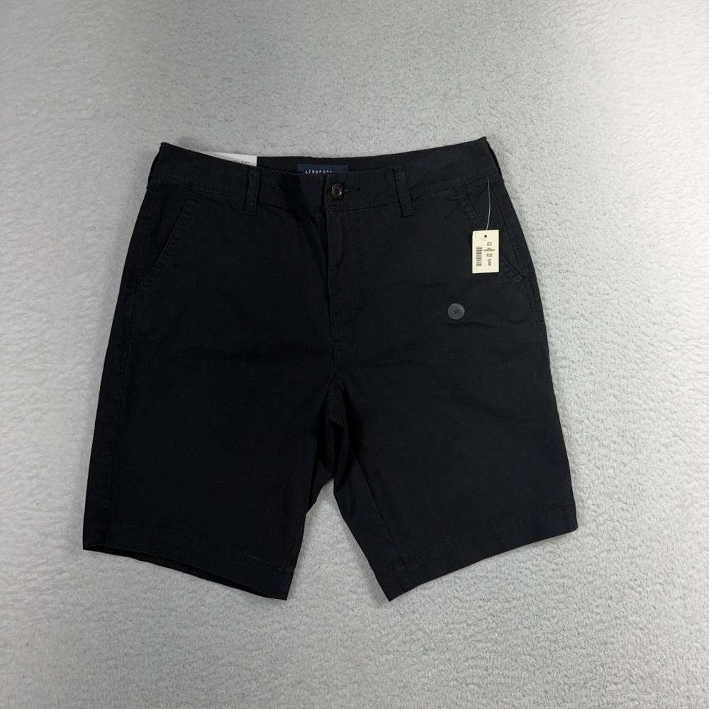 Aeropostale Mens Aero Classic Short Chino W30 (W31) Shorts Black Stretch New NWT